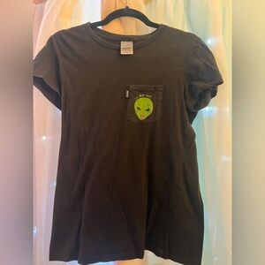 Rip n Dip Skate Co 
Black T-Shirt with Green Alien Patch